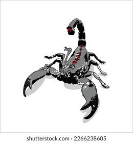 A graphic of a scorpion with red line on the back with shadow.
Suitable design for creative art design, tattoo design, logo, etc