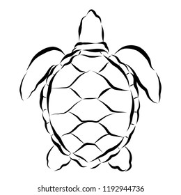 Graphic sea turtle, flat style, vector