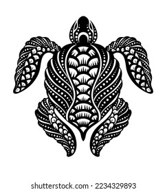 Graphic sea turtle swimming, vector