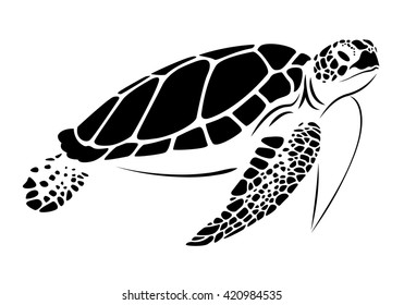 graphic sea turtle, vector