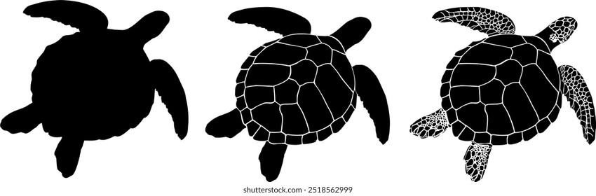 Tartaruga marinha gráfica. Ilustração de stock de ícone de vetor, Animais selvagens. Animal subaquático. Ícone ou logotipo da tartaruga.