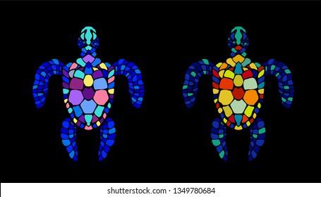 Graphic sea turtle, vector illustration. Turtle icon isolated. Sea animal. Vector symbol.  
