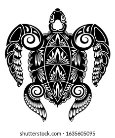 Graphic sea turtle. Vector illustration of sea turtle