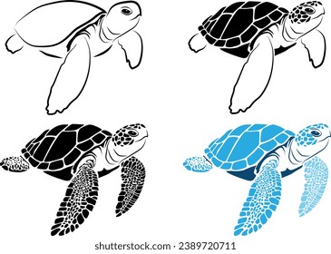 graphic sea turtle , vector illustration of sea turtle , vector of turtle design on a white background