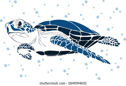 graphic sea turtle,vector illustration of sea turtle,vector of turtle design on a white background,save a turtle.