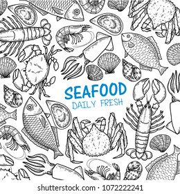 graphic seafood, vector