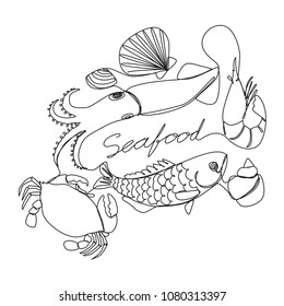 graphic seafood, vector