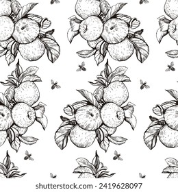 
Graphic seamless of Apple. Deliciou fruit. Antioxidant. Manual graphics. Vector illustration.