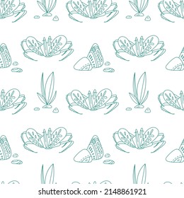 Graphic seamless pattern with crabs and rocks. Marine background. Underwater world.
Good for textiles, wrapping paper, wallpaper.