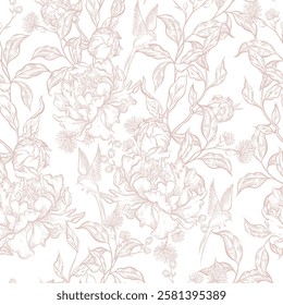 Graphic seamless pattern with flowers. Illustration