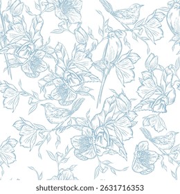 Graphic seamless pattern with flowers. Illustration