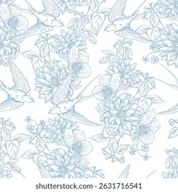 Padrão gráfico sem emenda com flores. Ilustração