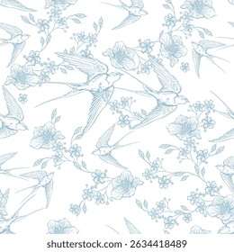 Graphic seamless pattern with flowers. Illustration