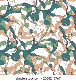 Graphic seamless pattern of intertwining lines and shapes. Vector abstraction for paper, fabric and web design