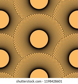 graphic seamless pattern with wired cells in honey black shades