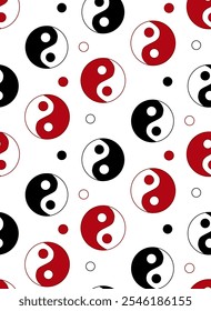 Patrón inconsútil gráfico con el símbolo del yin yang. Elementos de Vector sobre fondo transparente. Mejor para textiles, App móviles, UI y su diseño.