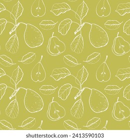 Graphic seamless of Pear. Manual graphics. Vector illustration.  Pattern for decorating various surfaces.