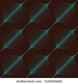 graphic seamless tile with abstract bubbles strings in brown and blue