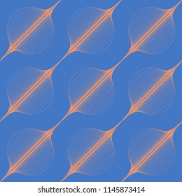 graphic seamless tile with abstract bubbles strings in orange and blue