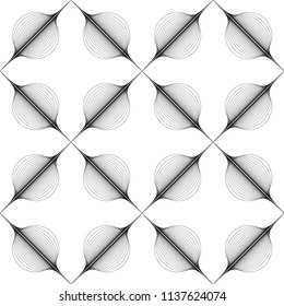 graphic seamless tile with a grid of abstract bubbles in black and white