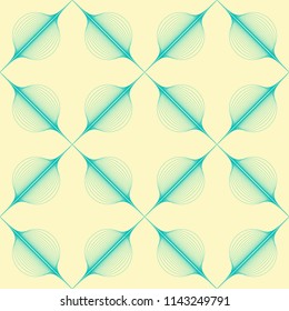 graphic seamless tile with a grid of abstract bubbles in ivory and blue