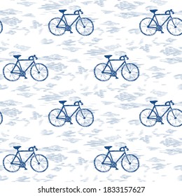 Graphic seamless vector pattern with bicycles