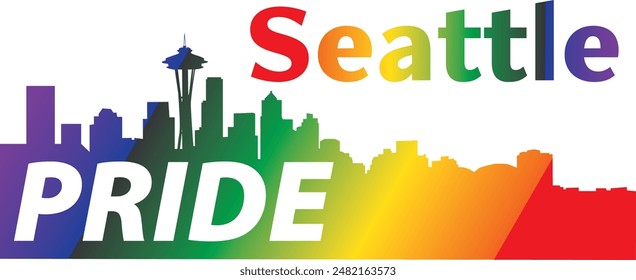 A graphic of Seattle PRIDE with the city skyline.