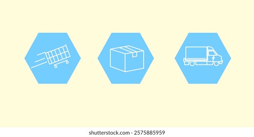 Graphic set 3 icon of shopping and delivery. process of delivery tracking. Vector illustration.