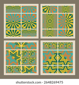 Graphic set of abstract geometry in summer colors