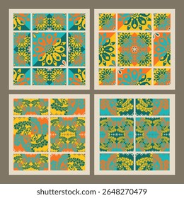 Graphic set of abstract geometry in summer colors