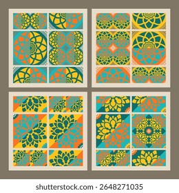 Graphic set of abstract geometry in summer colors