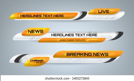 Graphic set of Broadcast News Lower Thirds Banner for Television, Video and Media Channel