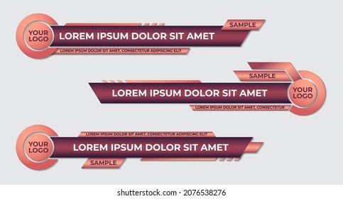Graphic set of Broadcast News Lower Thirds Banner for Television. Video and Media Channel. Vector illustration