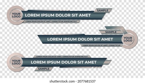 Graphic set of Broadcast News Lower Thirds Banner for Television. Video and Media Channel. Vector illustration