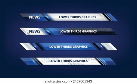 Graphic set of Broadcast News Lower Thirds Banner for Television Streaming, Video and Media Channel