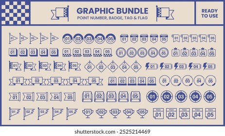 graphic set bundle design element, tittle bar point element, retro style