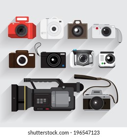 Graphic Set Camera And Video Recorder Vector  Style.