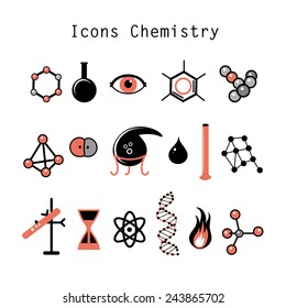 graphic set chemical objects on white background 