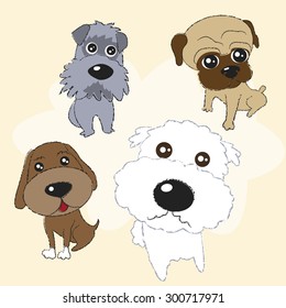graphic set of cute dogs