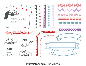 graphic set of different vector decorative element. vector design elements for greeting cards and invitations