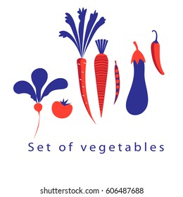 Graphic set of different vegetables on a white background
