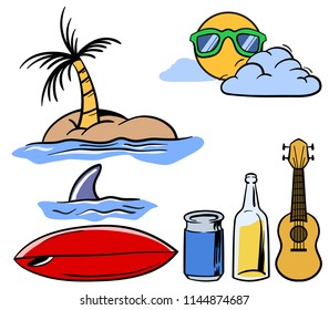 Graphic set of holiday beach theme.