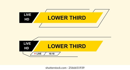 Graphic set of lower third from abstract shapes and line. for media channel label name headline information bar. vector design illustration.