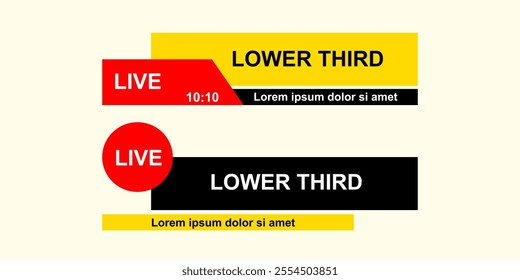 Graphic set lower third banner bar template concept infographic from abstract shapes. for live bar name television, media, streaming, broadcasting.