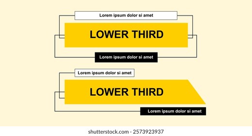Graphic set of lower third template. Header design for media streaming or presentation. Vector illustration.