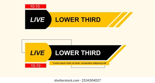 Conjunto gráfico de conceito de Banner de Terços Inferiores para programa de televisão. conceito de informação de barra para design vetorial de streaming de vídeo de mídia.