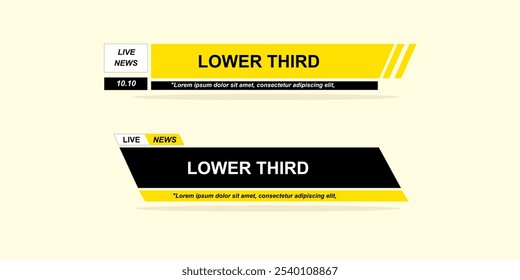 Conjunto gráfico del Anuncio Video de los Tercios Inferiores, Barra para programa televisivo. información de barra para medios de comunicación. diseño de Vector de transmisión.