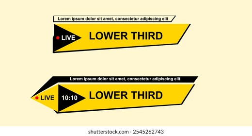 Graphic set of Lower Thirds Banner, Bar for television program. bar information for media video streaming vector design. Abstract lower third from shapes and triangular shapes.