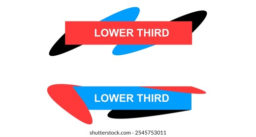 Conjunto gráfico de Banner dos Terços Inferiores, Barra para programa de televisão. informações de barra para design vetorial de streaming de vídeo de mídia. Banner abstrato da terceira barra inferior de formas vetor de design de conceito fluido.