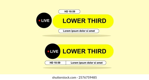 Graphic set of lower thirds concept. 2D icon template infographic, headline for media elements. Vector illustraton.